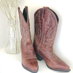 Laredo Brown Leather Cowboy Boots